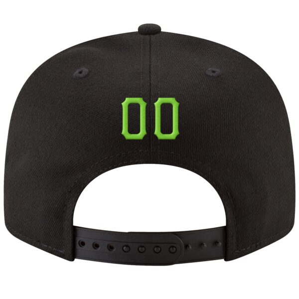 Custom Black Neon Green-White Stitched Adjustable Snapback Hat