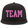 Custom Black Pink-Powder Blue Stitched Adjustable Snapback Hat