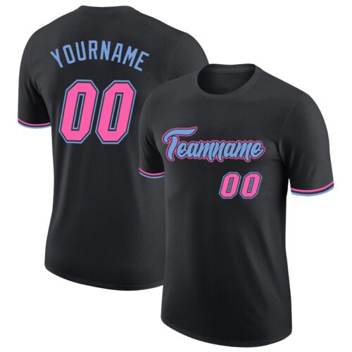 black_0388 Custom Black Pink-Light Blue Performance T-Shirt
