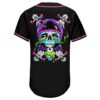 Custom Black Light Blue-Pink Authentic Skull Fashion Baseball Jersey
