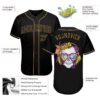 Custom Black Black-Old Gold Authentic Skull Fashion Baseball Jersey