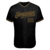 Custom Black Black-Old Gold Authentic Skull Fashion Baseball Jersey
