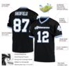 Custom Black White-Light Blue Mesh Authentic Throwback Football Jersey