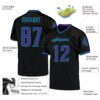 Custom Black Purple-Aqua Mesh Authentic Throwback Football Jersey