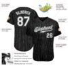 Custom Black White Pinstripe White-Gray Authentic Baseball Jersey