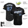Custom Black White Pinstripe Light Blue-White Authentic Baseball Jersey