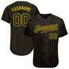 Custom Black Gold Pinstripe Black-Gold Authentic Baseball Jersey