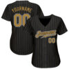 Custom Black Old Gold Pinstripe Old Gold-White Authentic Baseball Jersey