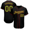 Custom Black Neon Green-Red Authentic Baseball Jersey