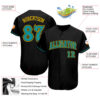 Custom Black Teal-Gold Authentic Baseball Jersey