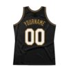 Custom Black White-Old Gold Authentic Throwback Basketball Jersey