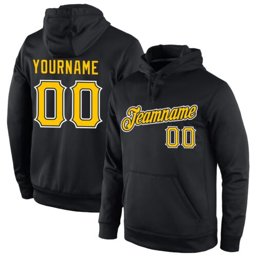 black_0476 Custom Stitched Black Gold-White Sports Pullover Sweatshirt Hoodie