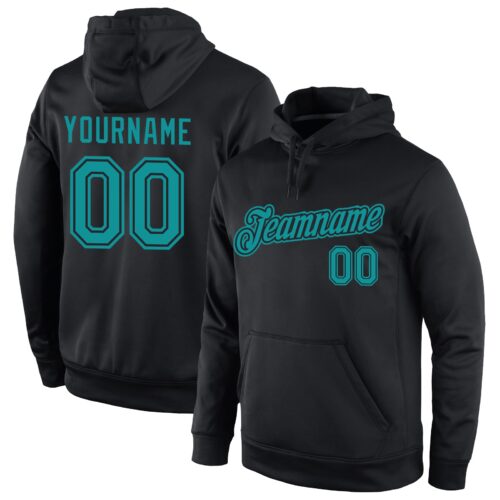black_0481 Custom Stitched Black Aqua Sports Pullover Sweatshirt Hoodie