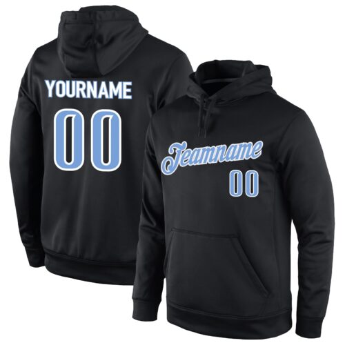 black_0484 Custom Stitched Black Light Blue-White Sports Pullover Sweatshirt Hoodie