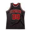 Custom Black Red Pinstripe Red-White Authentic Basketball Jersey