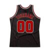 Custom Black Red Pinstripe Red-White Authentic Basketball Jersey