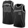 Custom Black White Pinstripe Black-White Authentic Basketball Jersey