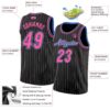 Custom Black White Pinstripe Pink-Light Blue Authentic Basketball Jersey