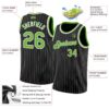 Custom Black White Pinstripe Neon Green-White Authentic Basketball Jersey