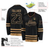 Custom Black Black-Old Gold Hockey Jersey