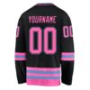 Custom Black Pink-Light Blue Hockey Jersey