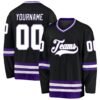 Custom Black White-Purple Hockey Jersey