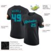 Custom Black Teal-Black Performance T-Shirt
