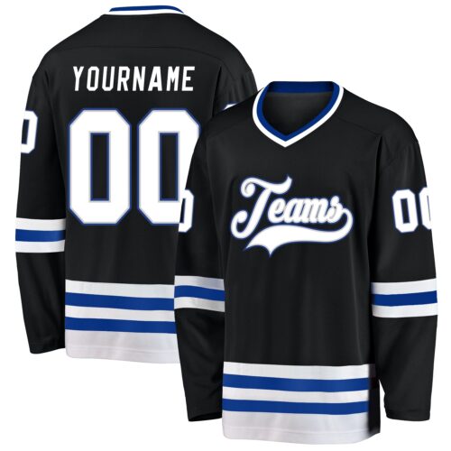black_0588 Custom Black White-Royal Hockey Jersey