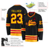 Custom Black Gold-Red Hockey Jersey