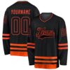 Custom Black Black-Orange Hockey Jersey