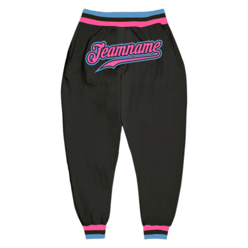 black_0632 Custom Black Pink-Light Blue Sports Pants