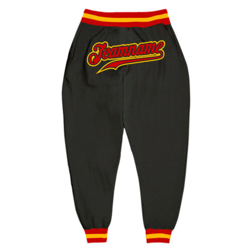 black_0633 Custom Black Red-Gold Sports Pants