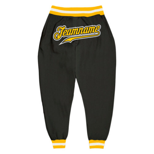 black_0637 Custom Black Gold-White Sports Pants