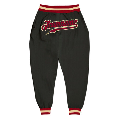 black_0641 Custom Black Maroon-Crem Sports Pants