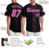 Custom Black White Pinstripe Pink-Light Blue Authentic Baseball Jersey