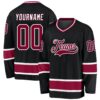 Custom Black Maroon-White Hockey Jersey