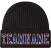 Custom Black Royal-Orange Stitched Cuffed Knit Hat
