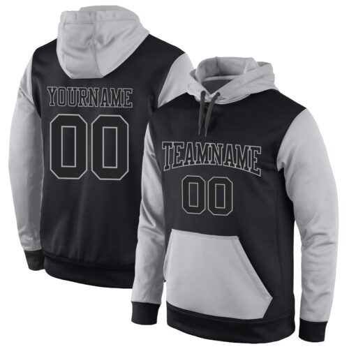 black_0721 Custom Stitched Black Black-Gray Sports Pullover Sweatshirt Hoodie