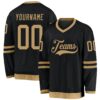 Custom Black Old Gold Hockey Jersey