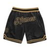 Custom Black Black-Old Gold Authentic Throwback Basketball Shorts