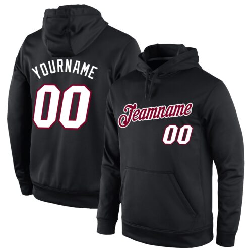 black_0755 Custom Stitched Black White-Maroon Sports Pullover Sweatshirt Hoodie
