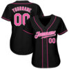 Custom Black Pink-White Authentic Baseball Jersey