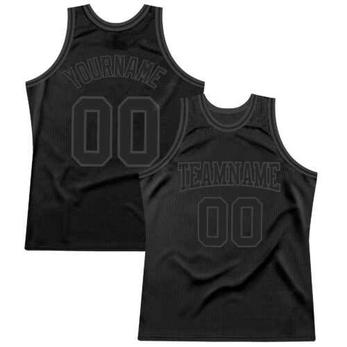 black_0772 Custom Black Black-Steel Gray Authentic Throwback Basketball Jersey