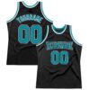 Custom Black Teal-White Authentic Throwback Basketball Jersey