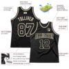 Custom Black Black-Cream Authentic Throwback Basketball Jersey