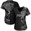 Custom Black Black-White 3D Pattern Design Geometry Authentic Baseball Jersey