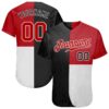 Custom Black Red-White 3D Pattern Design Multicolor Authentic Baseball Jersey