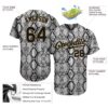 Custom Black Snakeskin Black-Old Gold 3D Pattern Design Authentic Baseball Jersey