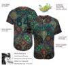 Custom Black Black-Teal 3D Pattern Design Mandalas Authentic Baseball Jersey