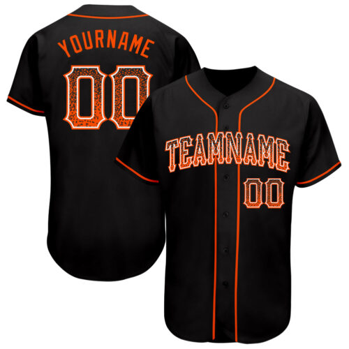 black_0802 Custom Black Orange-White Authentic Drift Fashion Baseball Jersey
